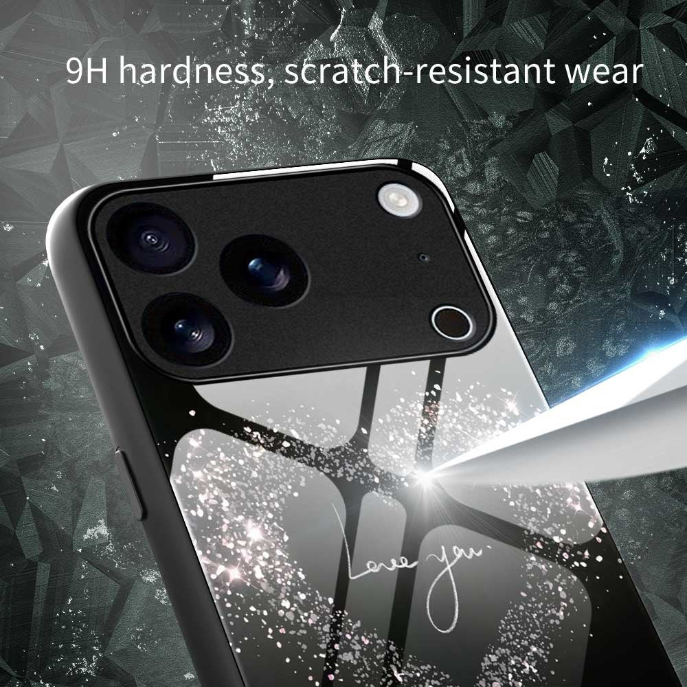For iPhone 17 Pro Max Case Anti Drop PC TPU Tempered Glass Pattern Printing Phone Back Cover - B0189 - Image 6