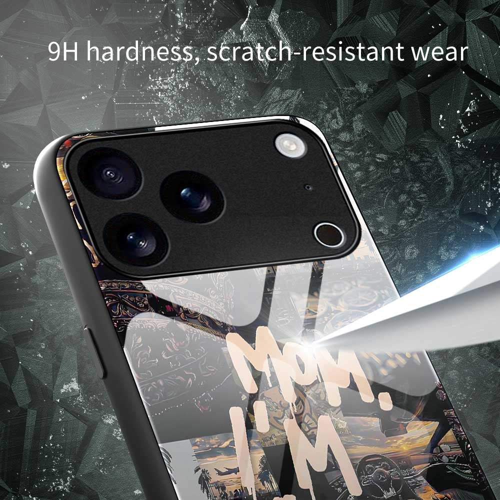 For iPhone 17 Pro Max Case Anti Drop PC TPU Tempered Glass Pattern Printing Phone Back Cover - B0190 - Image 6