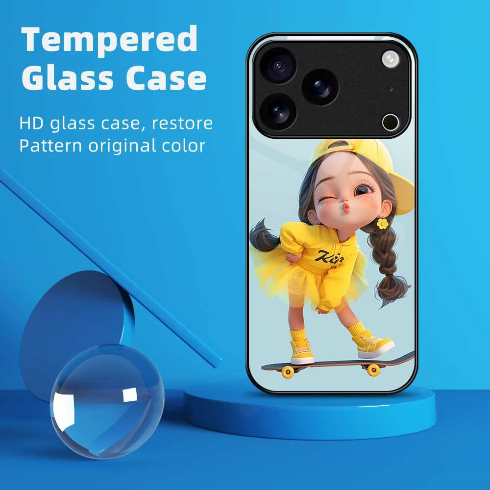 For iPhone 17 Pro Max Case Anti Drop PC TPU Tempered Glass Pattern Printing Phone Back Cover - B0191 - Image 2