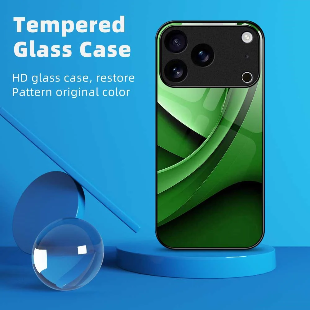For iPhone 17 Pro Max Case Anti Drop PC TPU Tempered Glass Pattern Printing Phone Back Cover - B0192 - Image 2