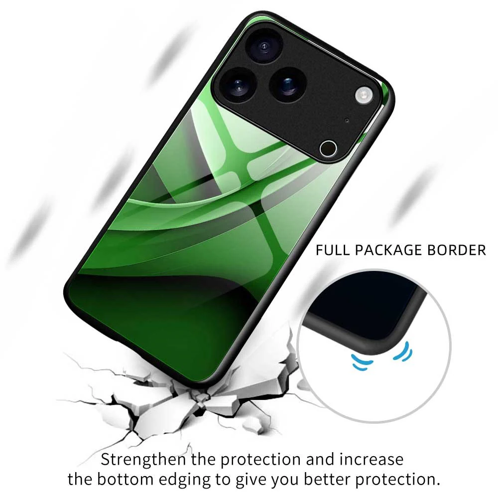For iPhone 17 Pro Max Case Anti Drop PC TPU Tempered Glass Pattern Printing Phone Back Cover - B0192 - Image 3