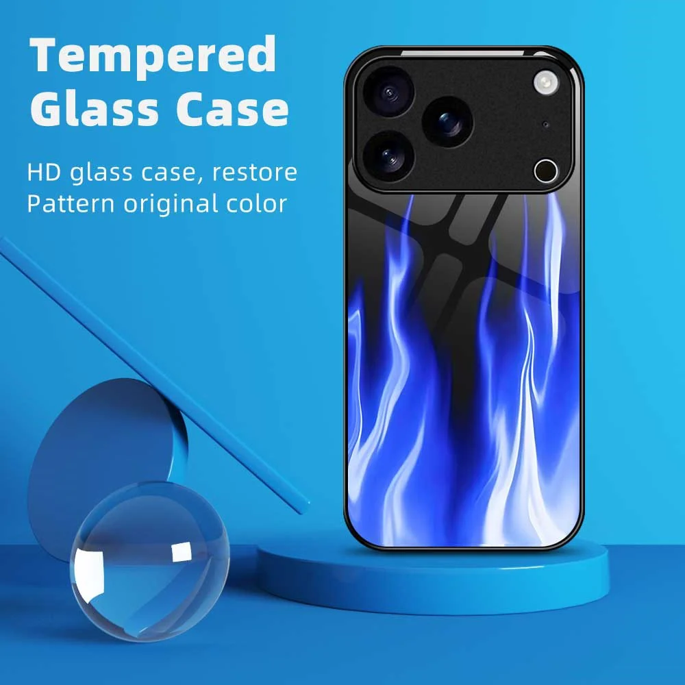 For iPhone 17 Pro Max Case Anti Drop TPU PC Tempered Glass Pattern Printing Phone Back Cover - B0193 - Image 2