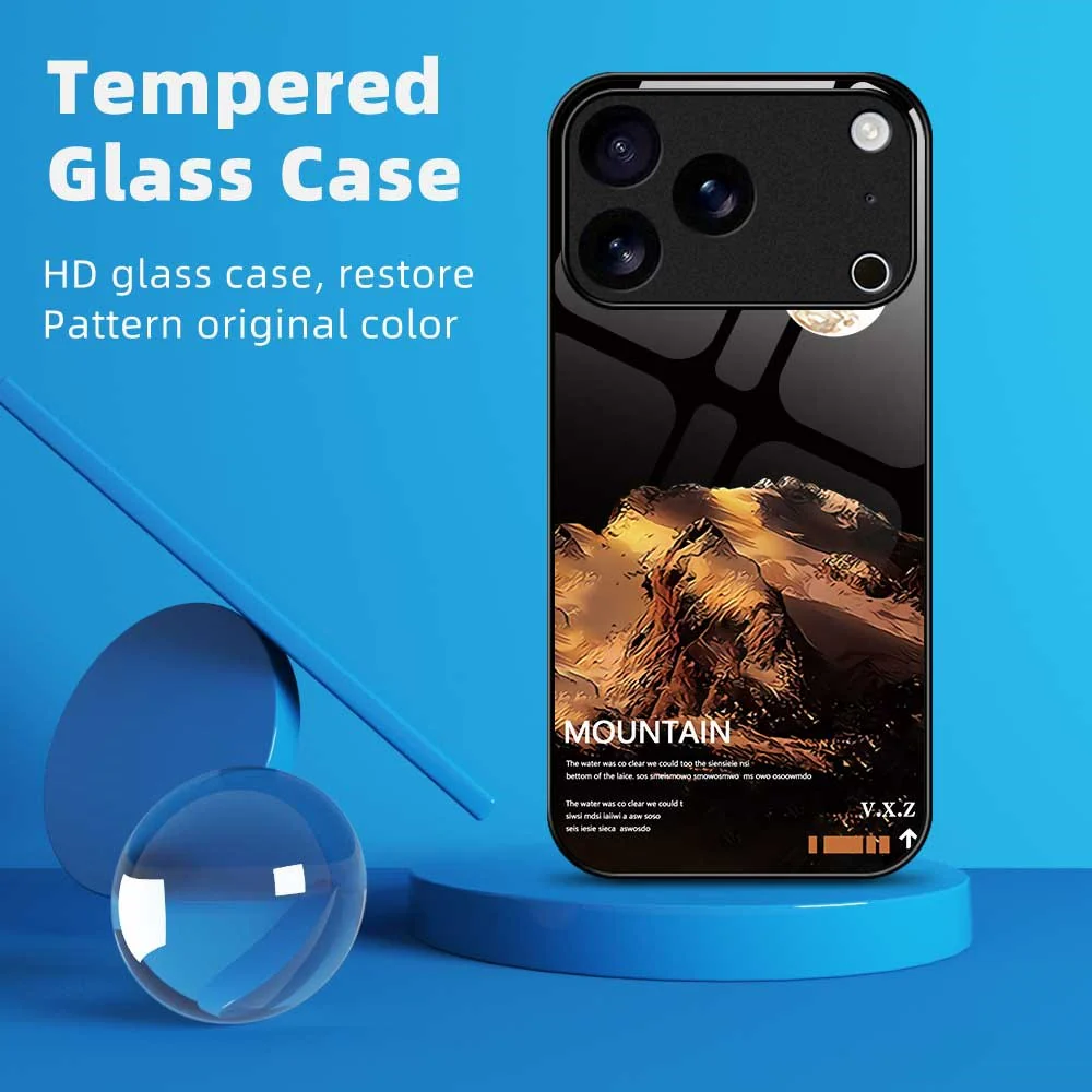For iPhone 17 Pro Max Case Anti Drop TPU PC Tempered Glass Pattern Printing Phone Back Cover - B0195 - Image 2