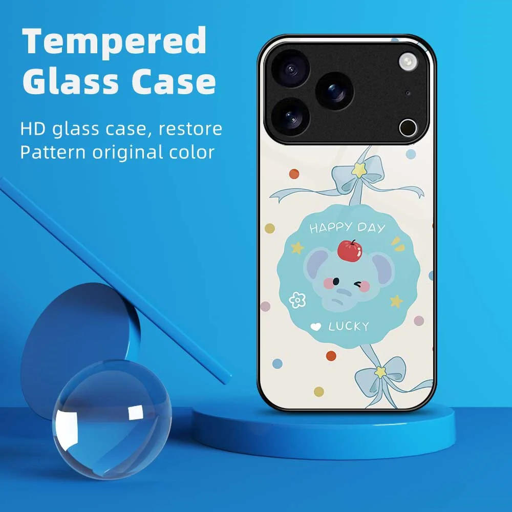 For iPhone 17 Pro Max Case Anti Drop TPU PC Tempered Glass Pattern Printing Phone Back Cover - B0197 - Image 2