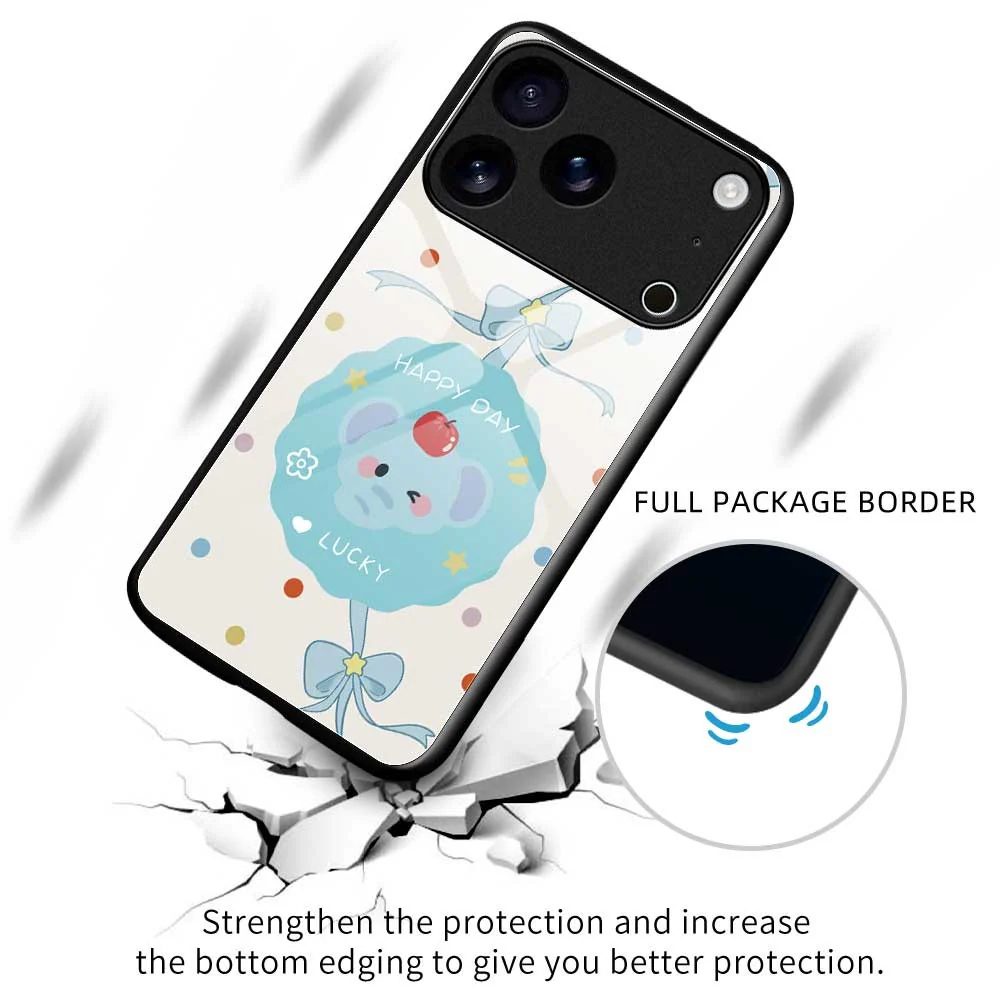 For iPhone 17 Pro Max Case Anti Drop TPU PC Tempered Glass Pattern Printing Phone Back Cover - B0197 - Image 3