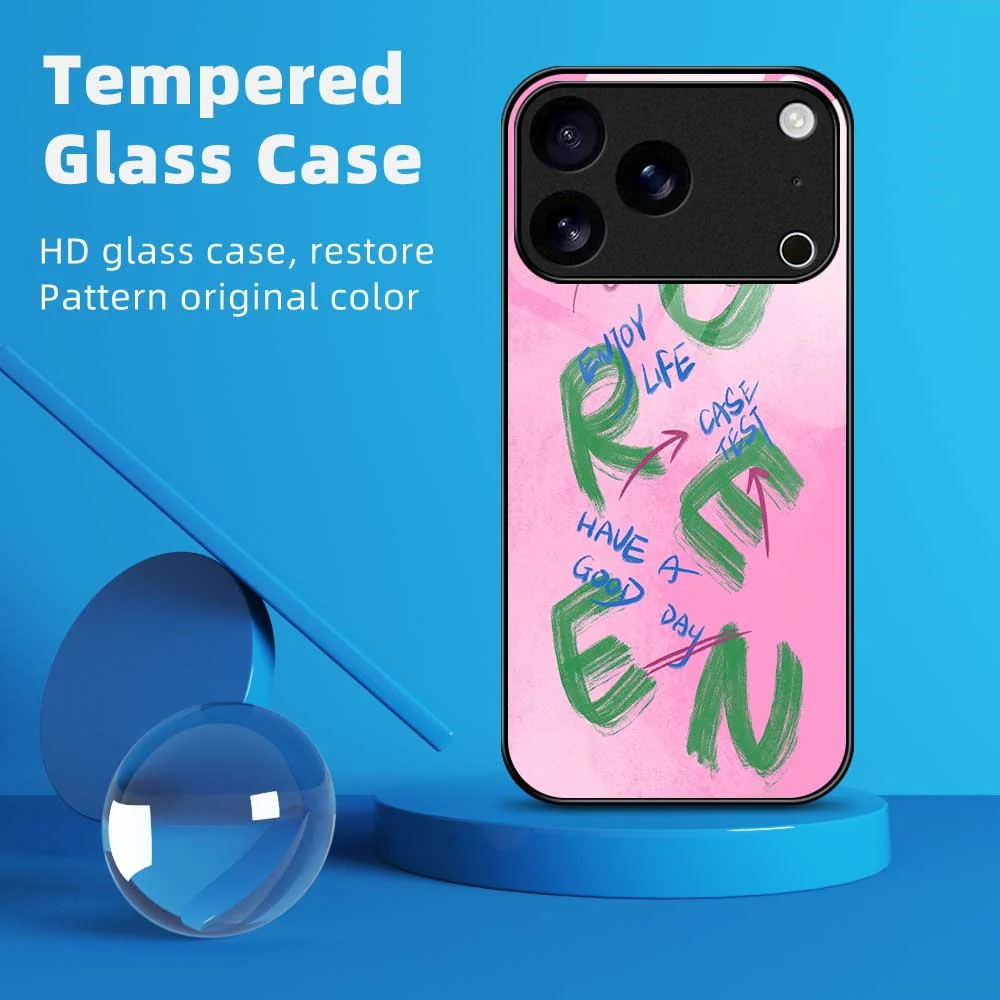 For iPhone 17 Pro Max Case Anti Drop TPU PC Tempered Glass Pattern Printing Phone Back Cover - B0202 - Image 2
