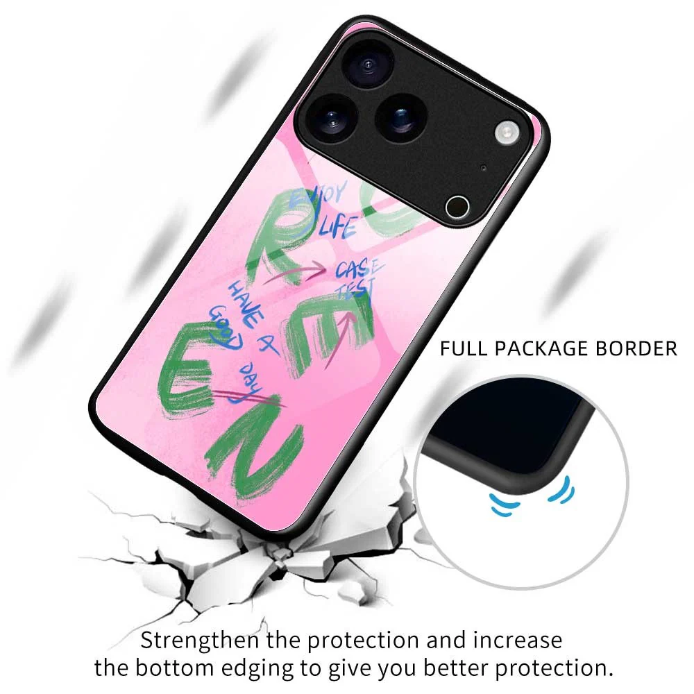 For iPhone 17 Pro Max Case Anti Drop TPU PC Tempered Glass Pattern Printing Phone Back Cover - B0202 - Image 3