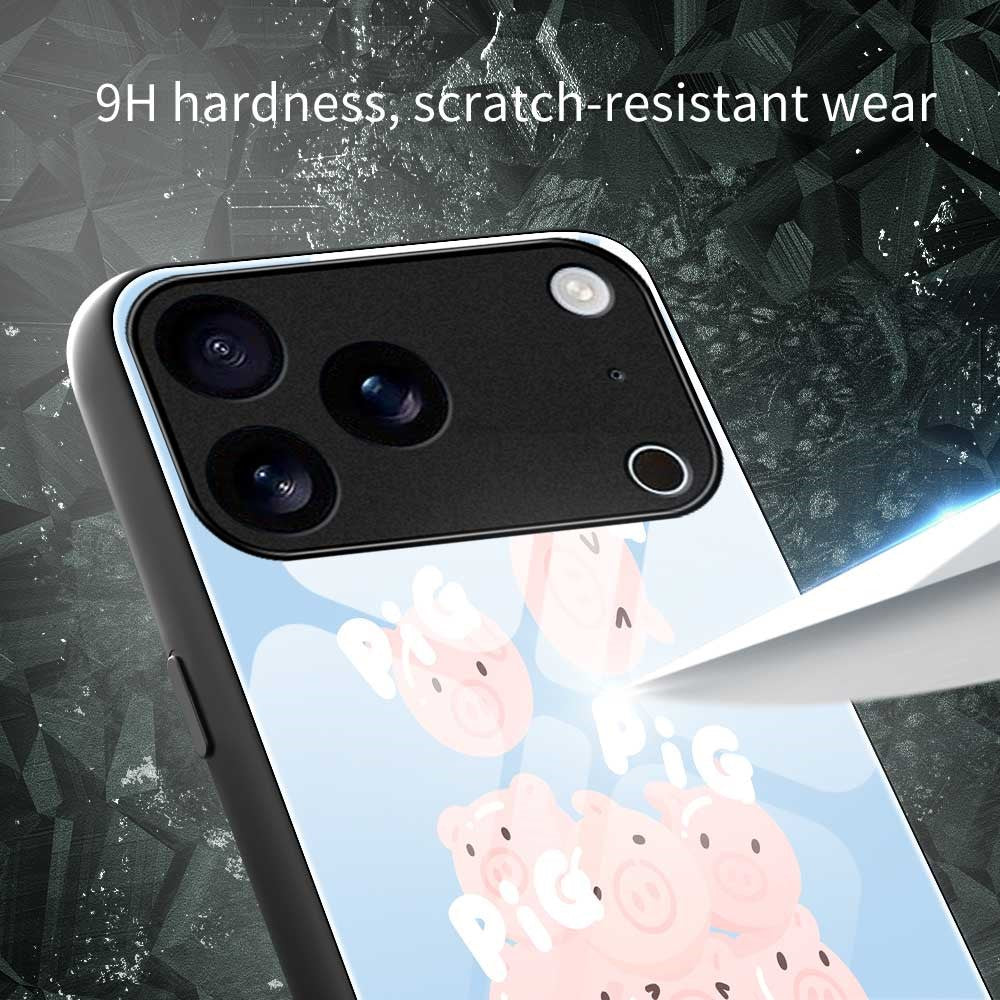 For iPhone 17 Pro Max Case Anti Drop TPU PC Tempered Glass Pattern Printing Phone Back Cover - B0208 - Image 6