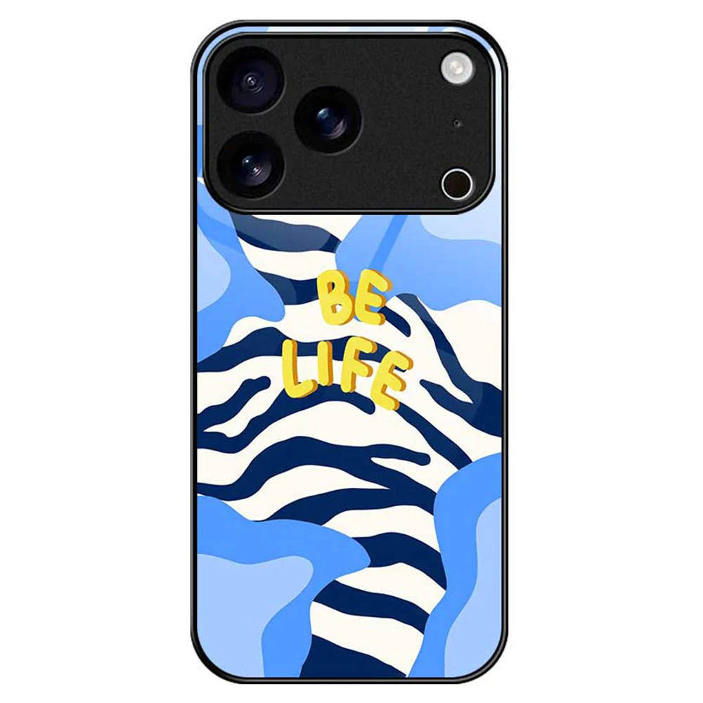 For iPhone 17 Pro Max Case Anti Drop TPU PC Tempered Glass Pattern Printing Phone Back Cover - B0210