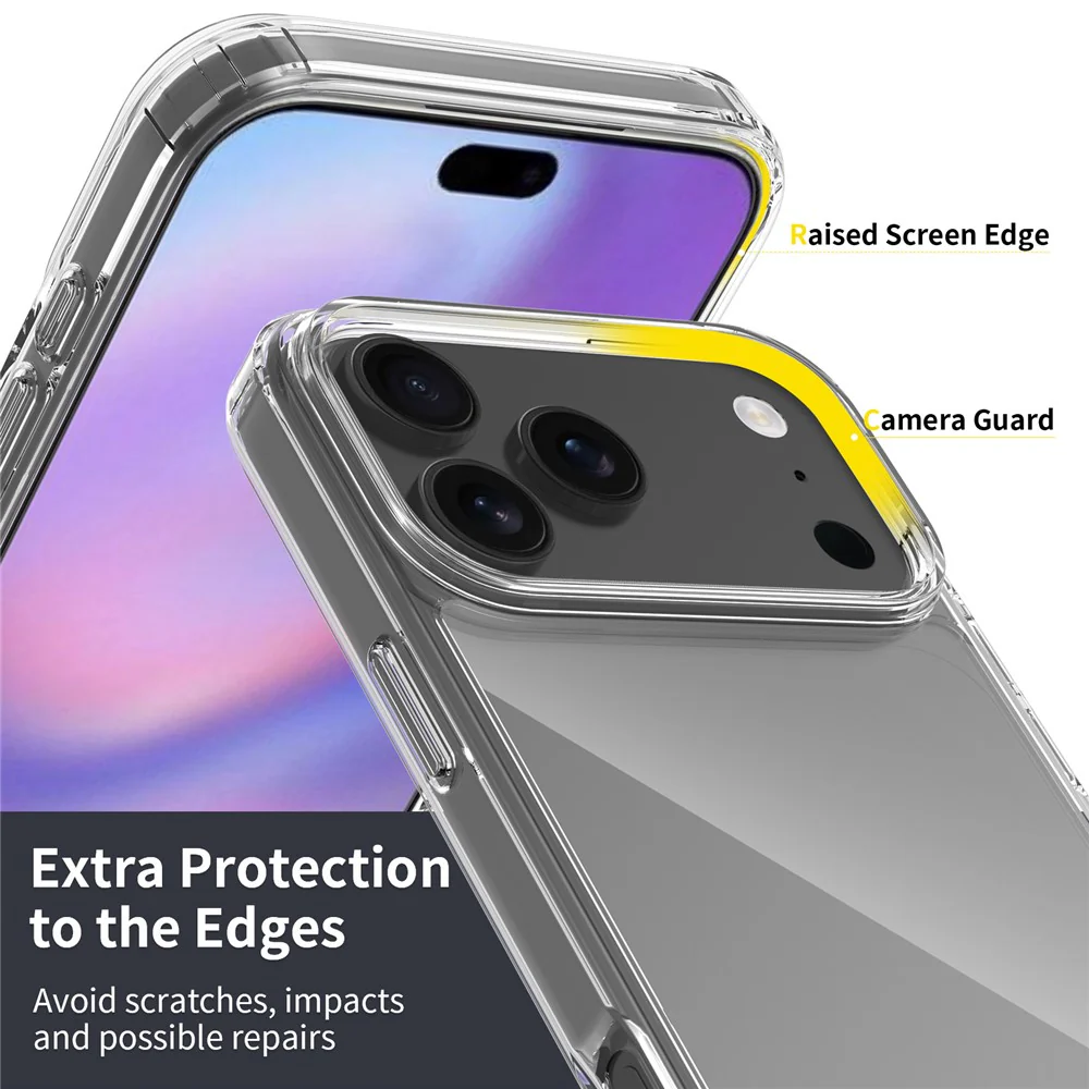 For iPhone 17 Pro Max Case Anti-Scratch TPU + Acrylic Clear Back Phone Cover - Black - Image 4