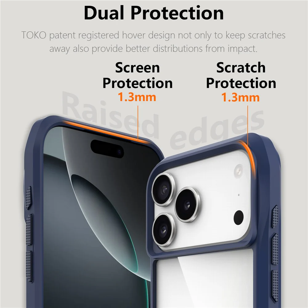 For iPhone 17 Pro Max Case Anti-Scratch TPU + PC Hybrid Phone Cover - Blue - Image 6