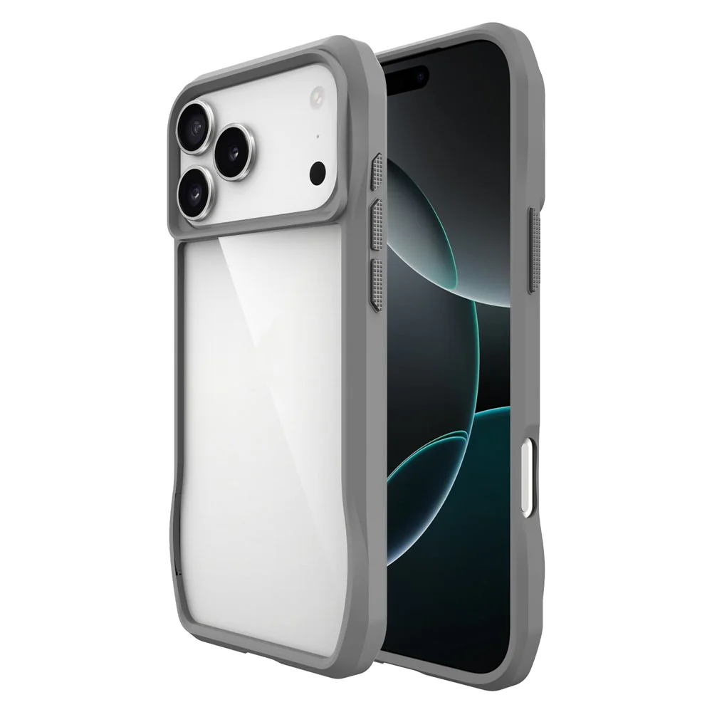 For iPhone 17 Pro Max Case Anti-Scratch TPU + PC Hybrid Phone Cover - Grey - Image 2