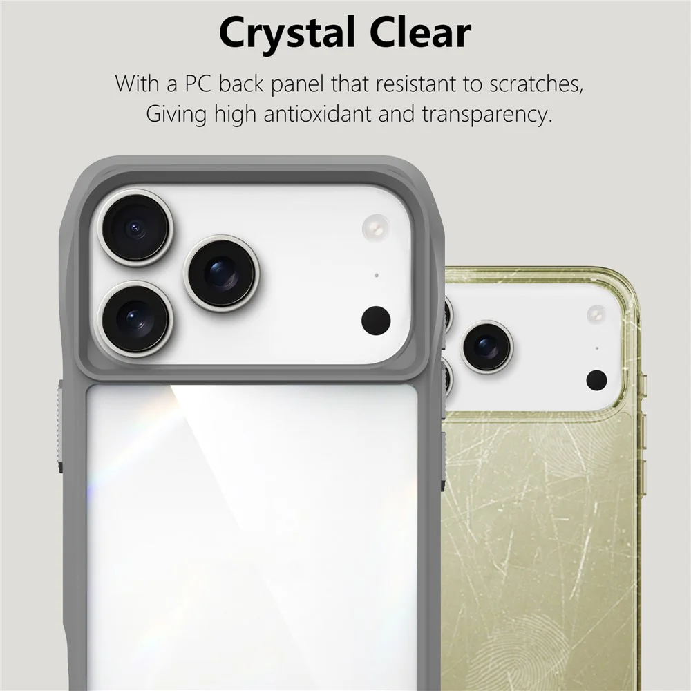 For iPhone 17 Pro Max Case Anti-Scratch TPU + PC Hybrid Phone Cover - Grey - Image 7