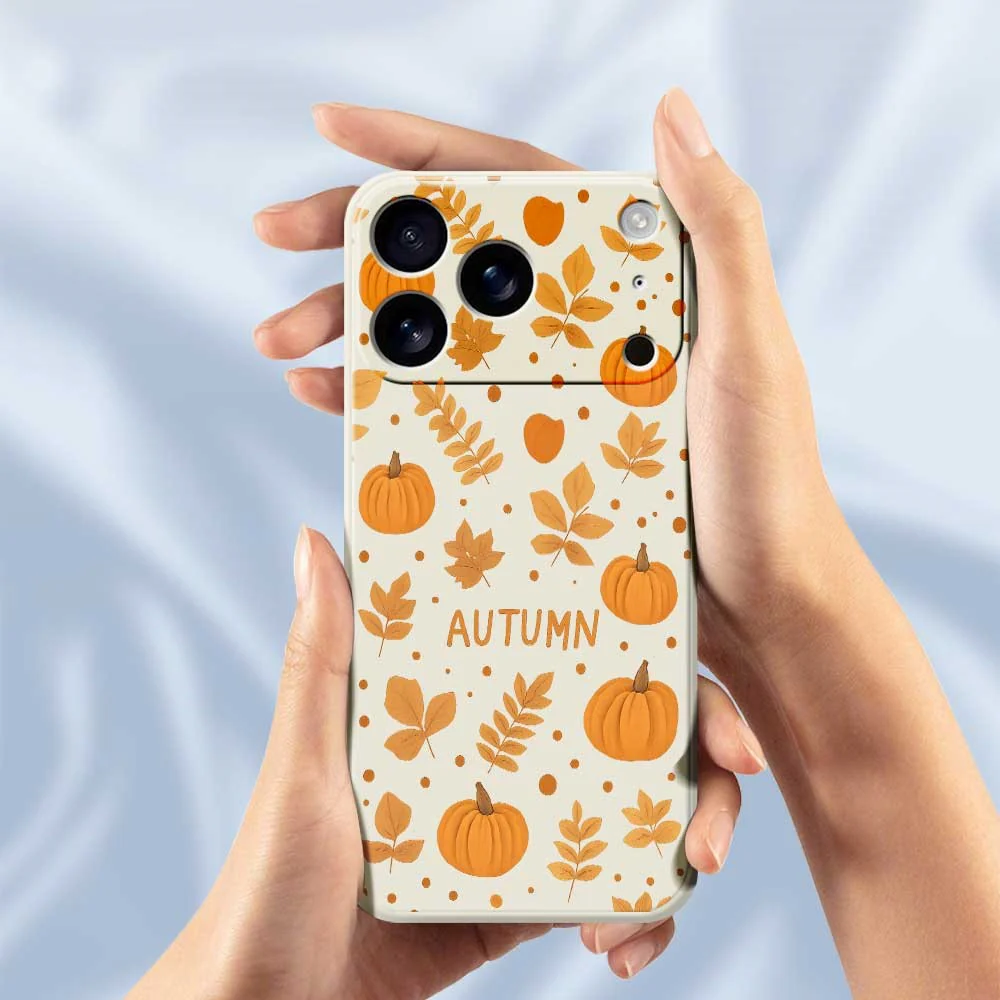 For iPhone 17 Pro Max Case Autumn Theme Pattern Printing Straight Edge TPU Phone Back Cover - Beige - Image 6