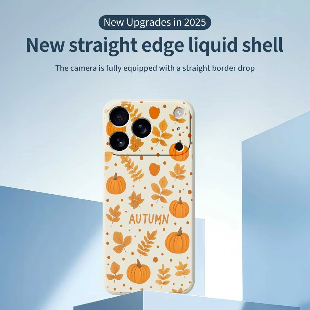 For iPhone 17 Pro Max Case Autumn Theme Pattern Printing Straight Edge TPU Phone Back Cover - Black - Image 3