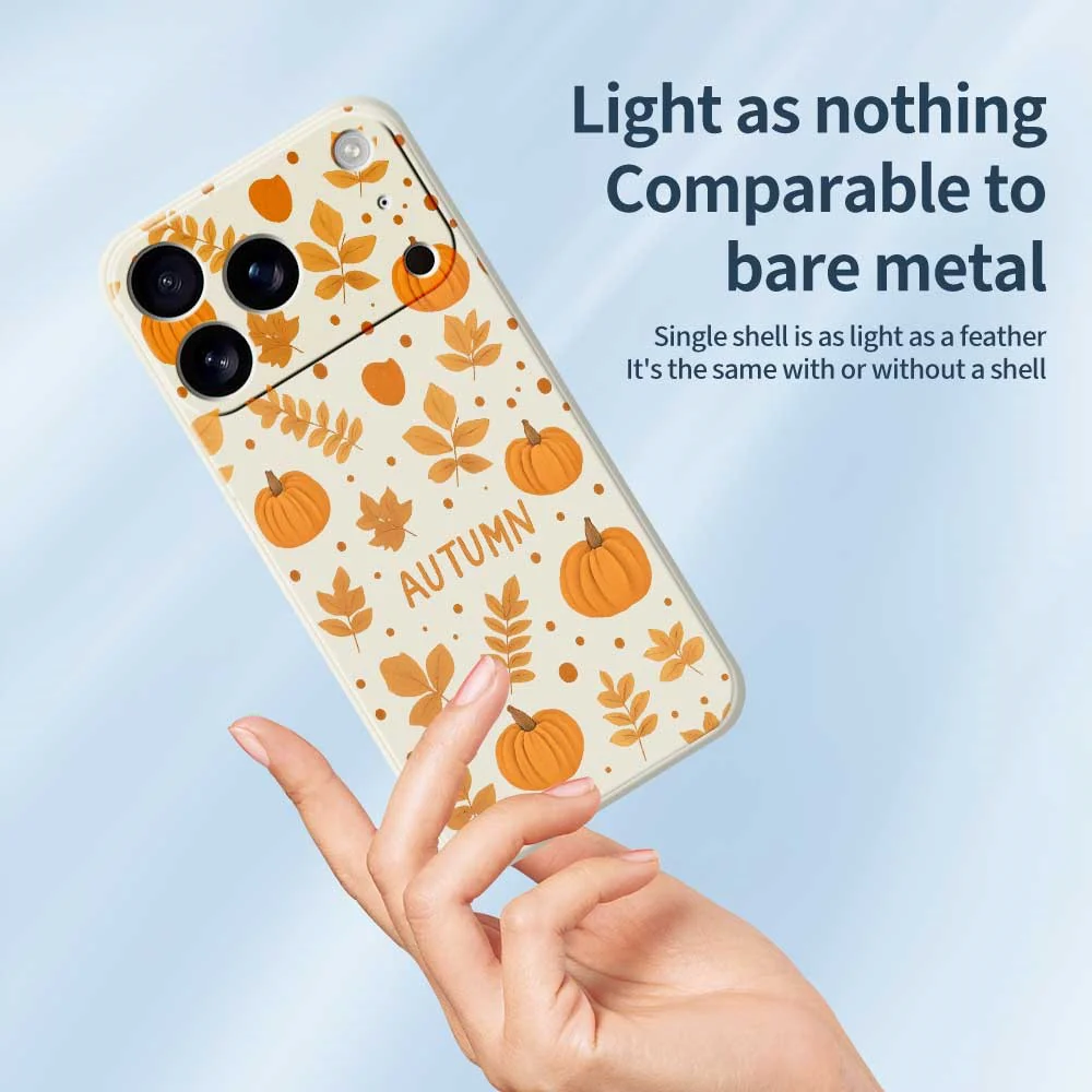 For iPhone 17 Pro Max Case Autumn Theme Pattern Printing Straight Edge TPU Phone Back Cover - Green - Image 4