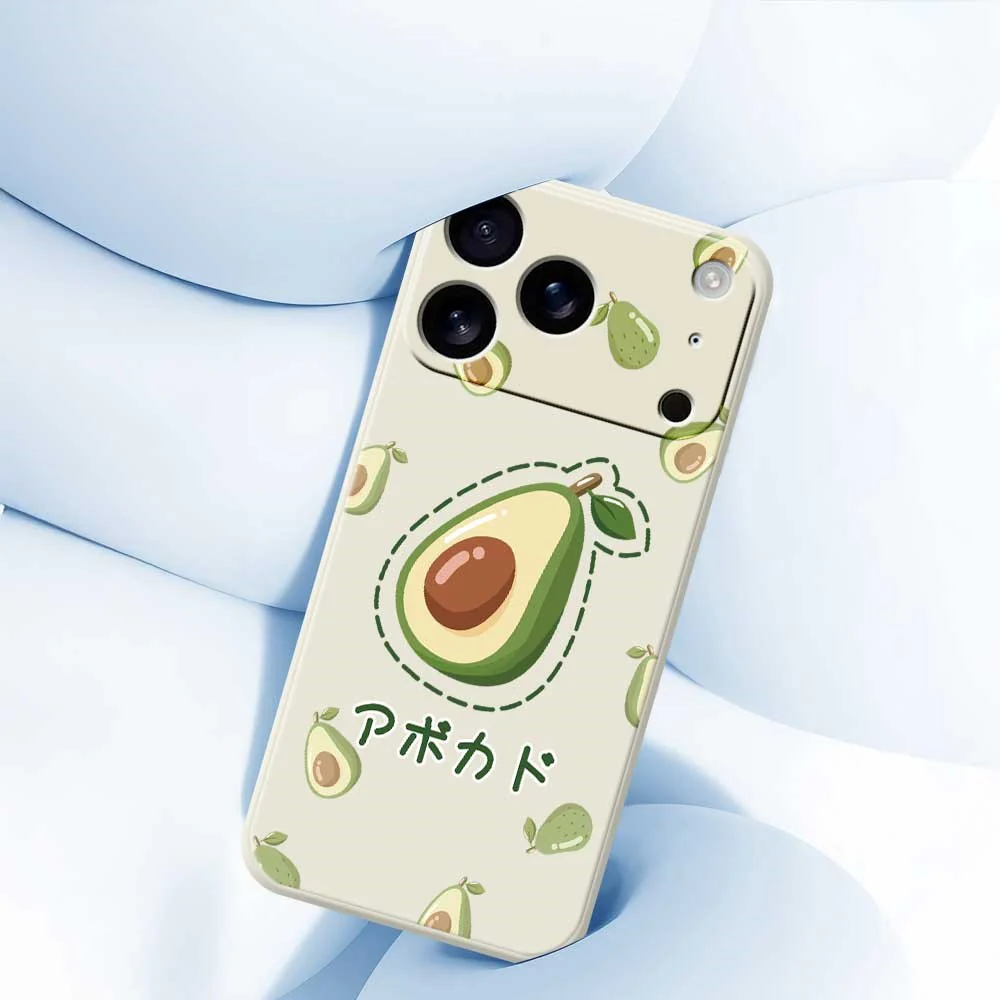 For iPhone 17 Pro Max Case Avocados Pattern Printing Straight Edge TPU Phone Back Cover - Beige - Image 5