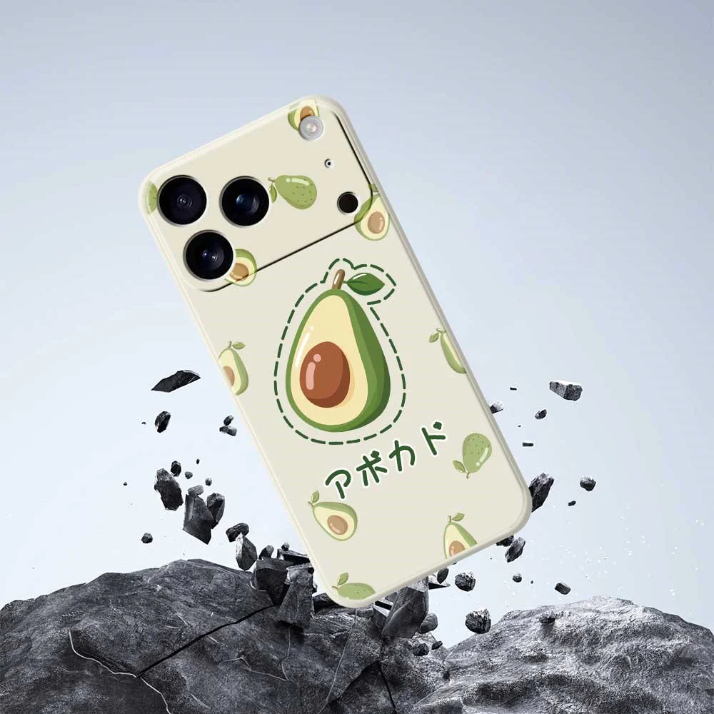 For iPhone 17 Pro Max Case Avocados Pattern Printing Straight Edge TPU Phone Back Cover - Beige - Image 7