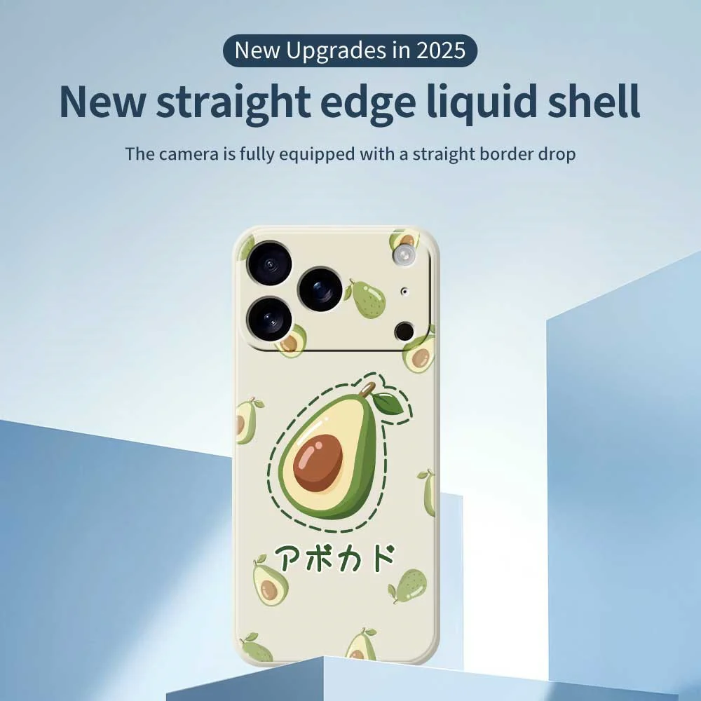 For iPhone 17 Pro Max Case Avocados Pattern Printing Straight Edge TPU Phone Back Cover - Black - Image 3