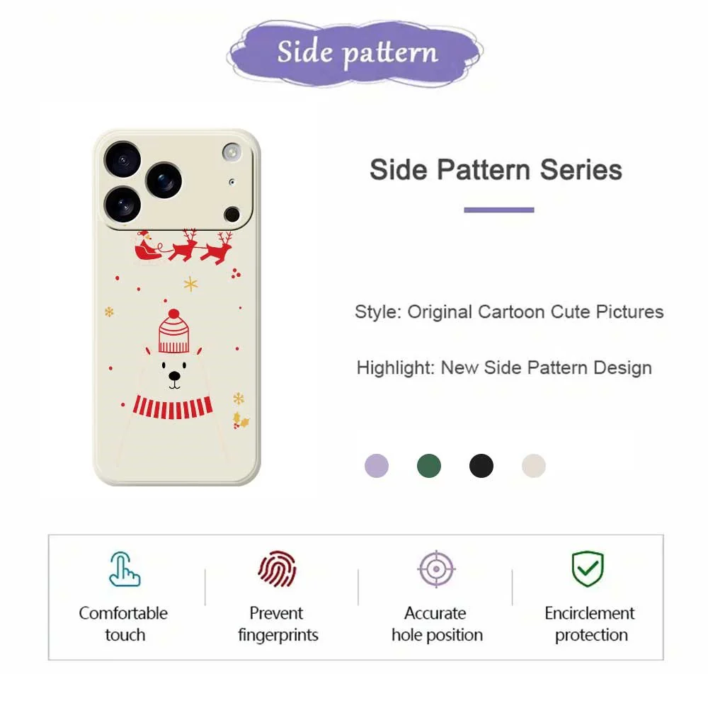 For iPhone 17 Pro Max Case Bear Pattern Printing Straight Edge TPU Phone Back Cover - Green - Image 7