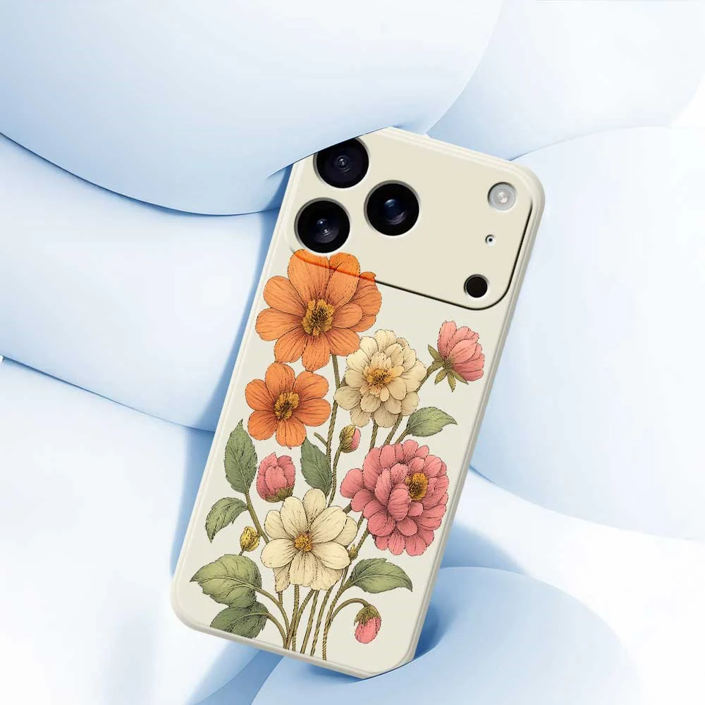 For iPhone 17 Pro Max Case Beautiful Flowers Pattern Printing Straight Edge TPU Phone Back Cover - Black - Image 5