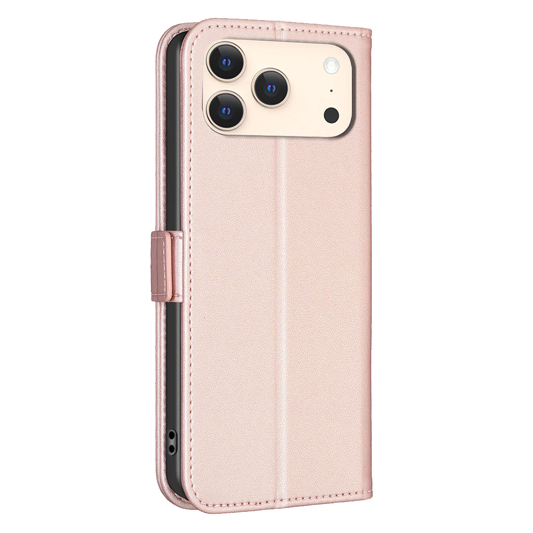 For iPhone 17 Pro Max Case BINFEN COLOR BF31 PU Leather Flip Folio Phone Wallet Cover - Pink - Image 3