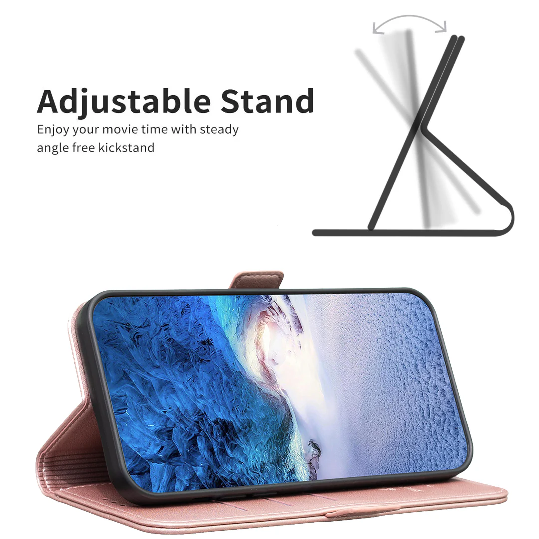 For iPhone 17 Pro Max Case BINFEN COLOR BF31 PU Leather Flip Folio Phone Wallet Cover - Pink - Image 4