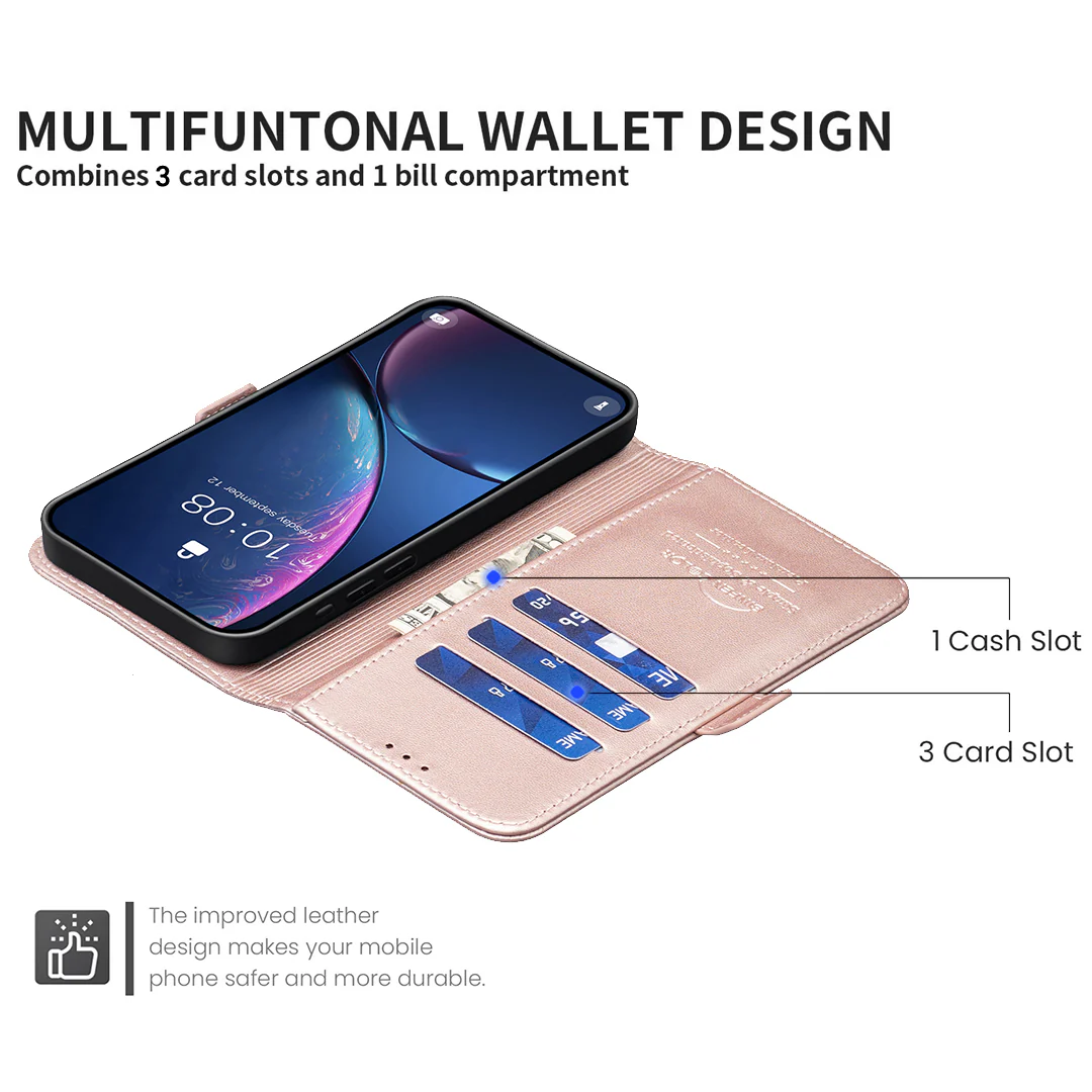 For iPhone 17 Pro Max Case BINFEN COLOR BF31 PU Leather Flip Folio Phone Wallet Cover - Pink - Image 6