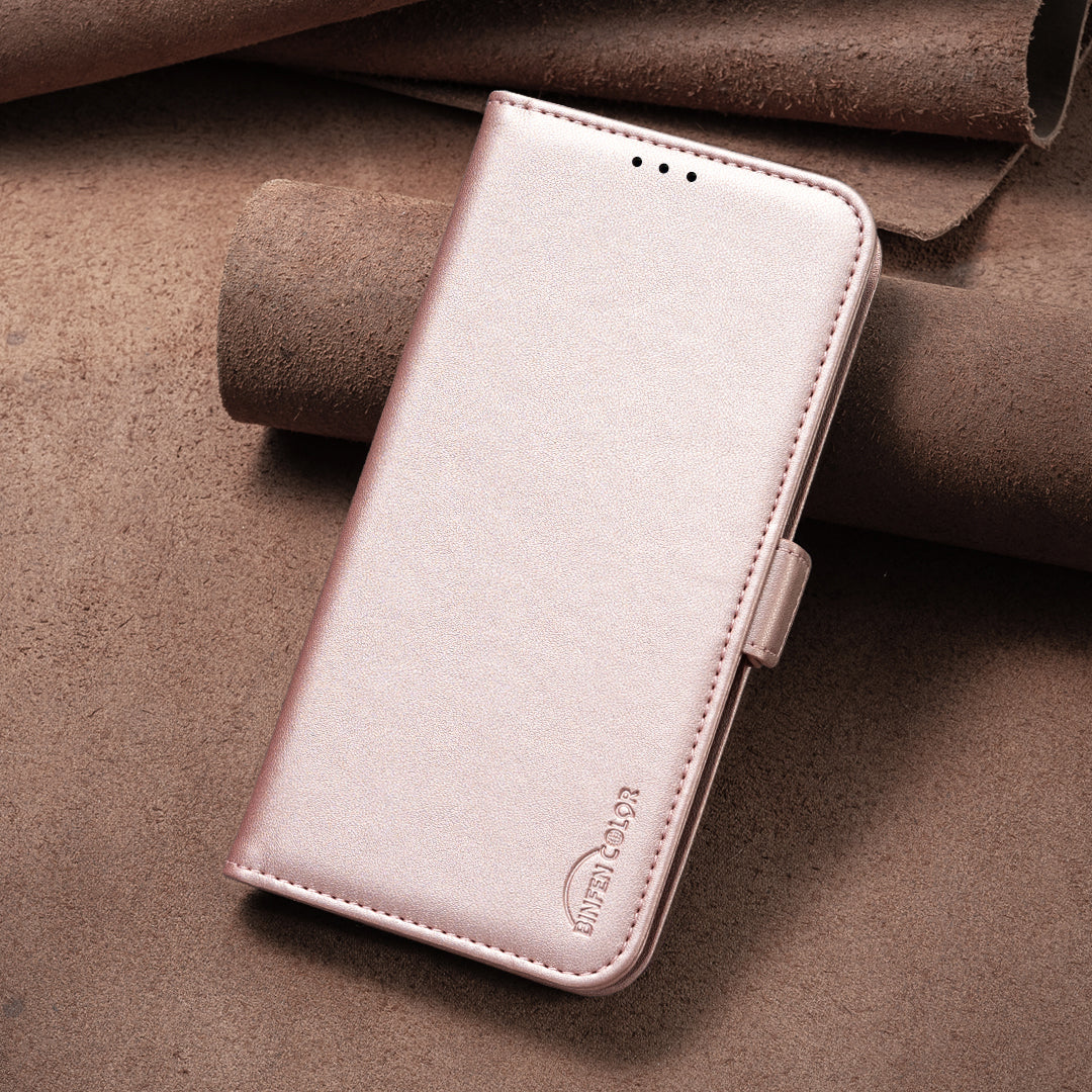 For iPhone 17 Pro Max Case BINFEN COLOR BF31 PU Leather Flip Folio Phone Wallet Cover - Pink - Image 7