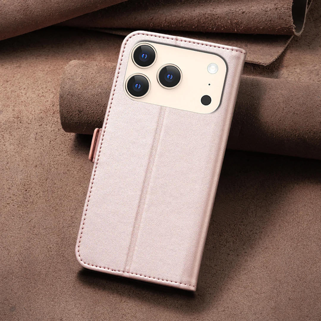 For iPhone 17 Pro Max Case BINFEN COLOR BF31 PU Leather Flip Folio Phone Wallet Cover - Pink - Image 8