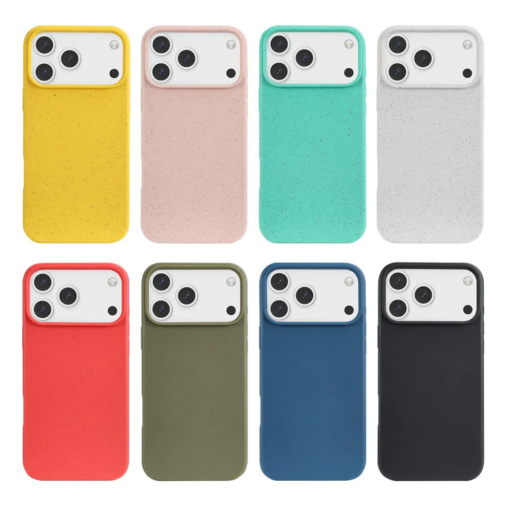 For iPhone 17 Pro Max Case Biodegradable Wheat Straw + TPU Matte Phone Cover - Blackish Green - Image 2