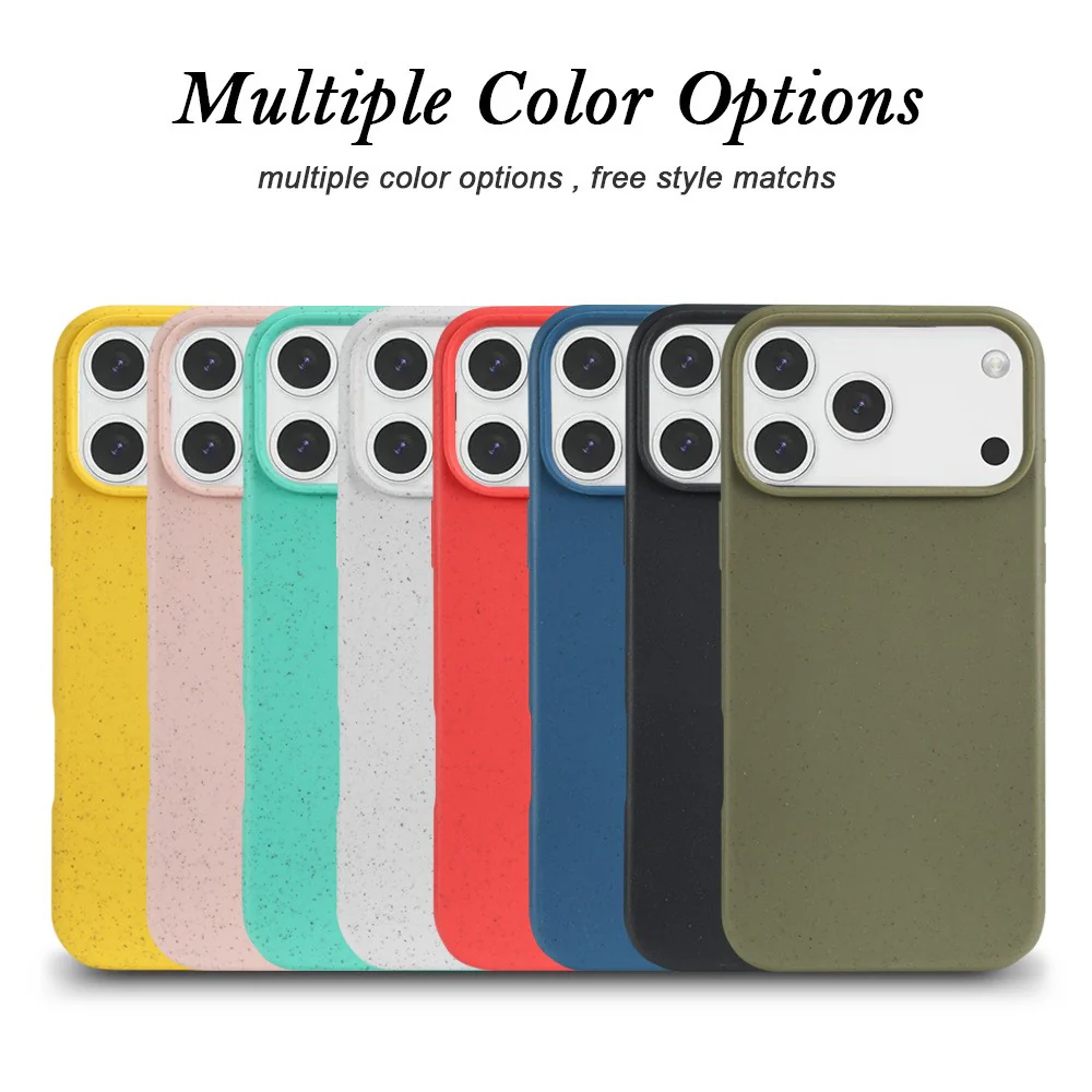 For iPhone 17 Pro Max Case Biodegradable Wheat Straw + TPU Matte Phone Cover - Blackish Green - Image 3