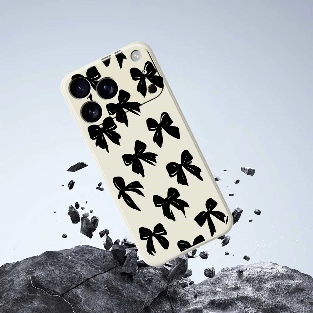 For iPhone 17 Pro Max Case Black Bow Pattern Printing Straight Edge TPU Phone Back Cover - Green - Image 7