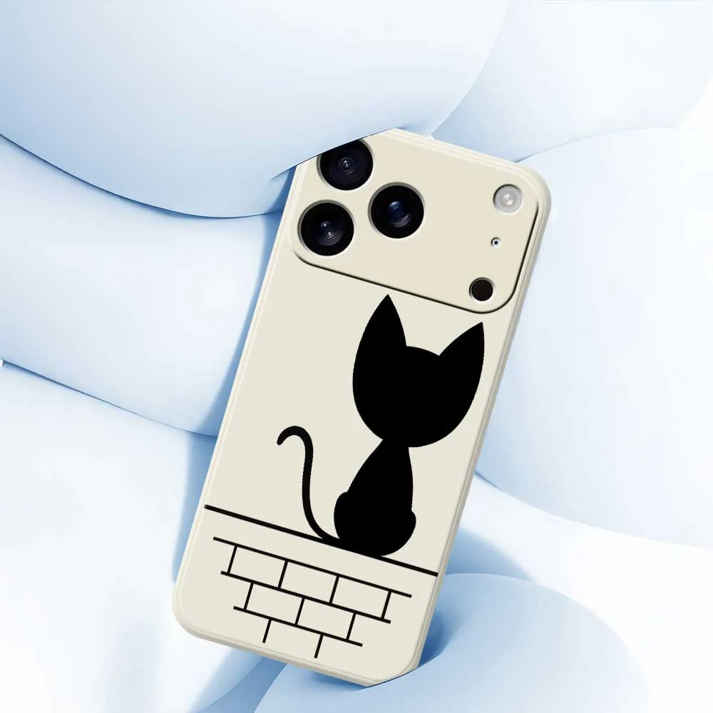 For iPhone 17 Pro Max Case Black Cat on the Wall Pattern Printing Straight Edge TPU Phone Back Cover - Green - Image 5