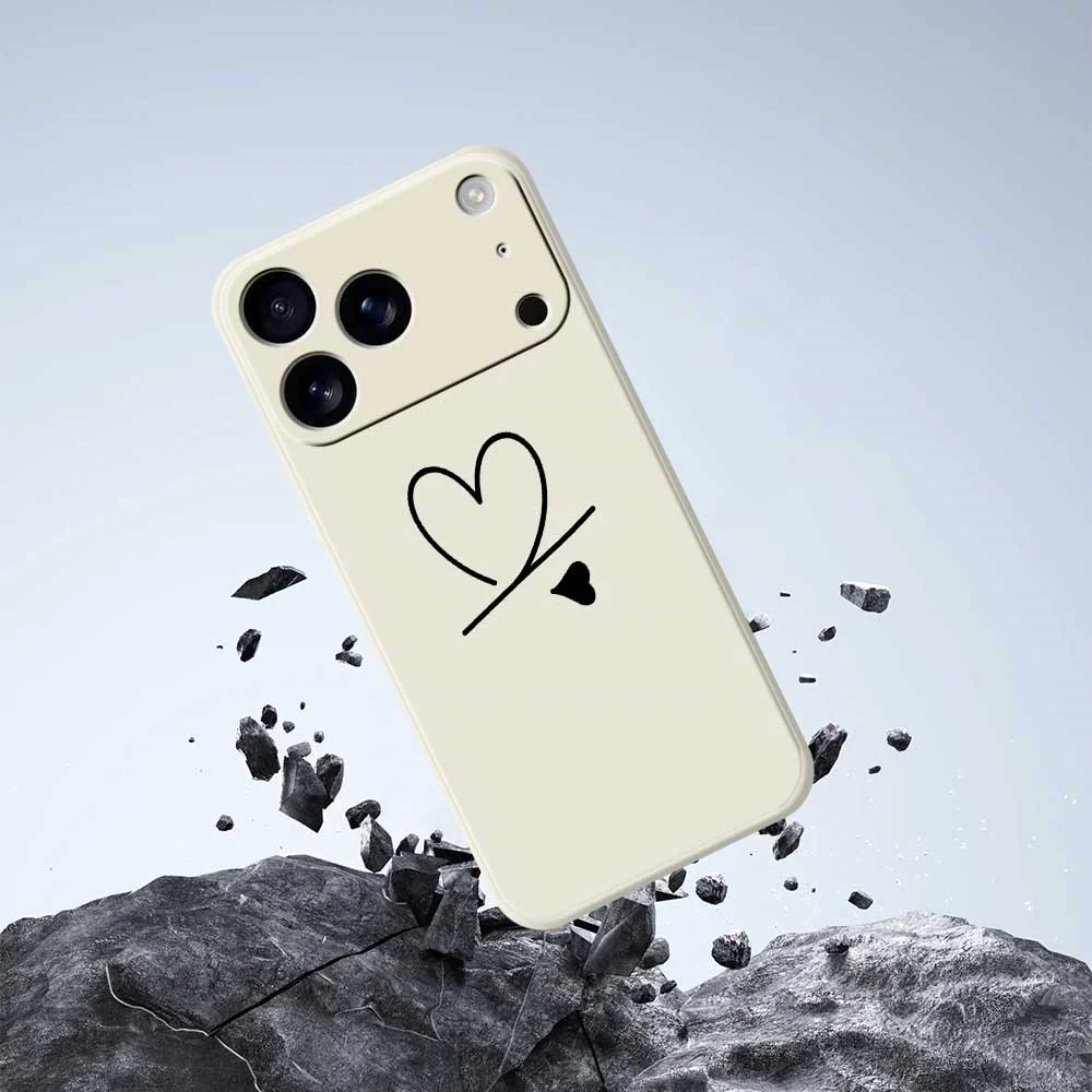 For iPhone 17 Pro Max Case Black Love Pattern Printing Straight Edge TPU Phone Back Cover - Purple - Image 7