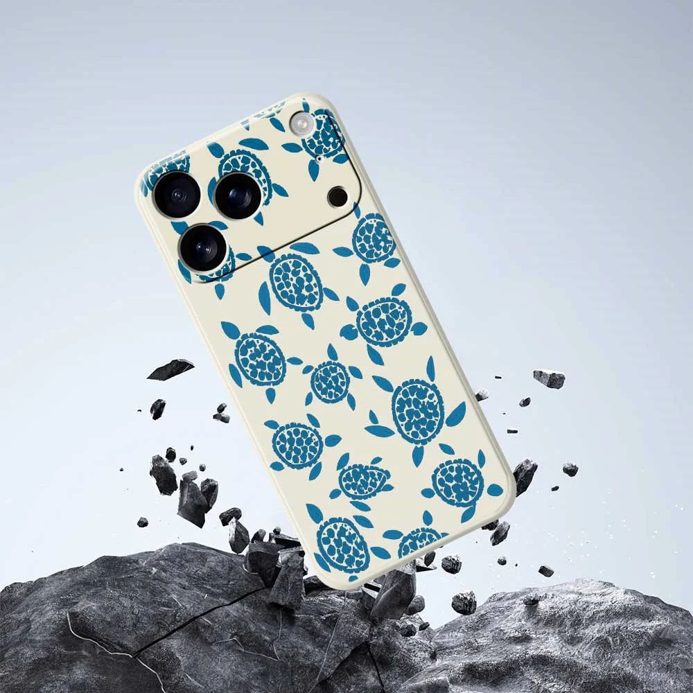 For iPhone 17 Pro Max Case Blue Turtle Pattern Printing Straight Edge TPU Phone Back Cover - Purple - Image 7