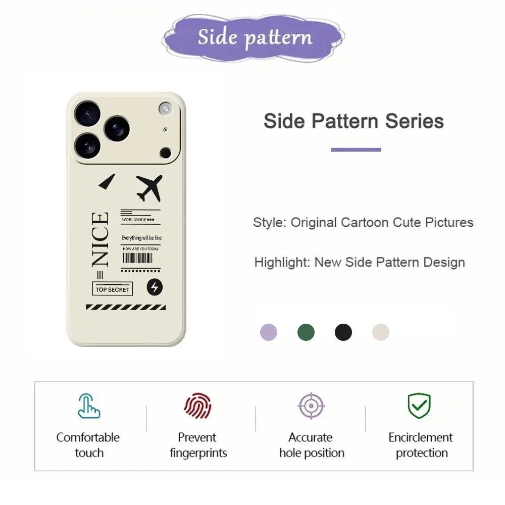 For iPhone 17 Pro Max Case Boarding Ticket Pattern Printing Straight Edge TPU Phone Back Cover - Purple - Image 6