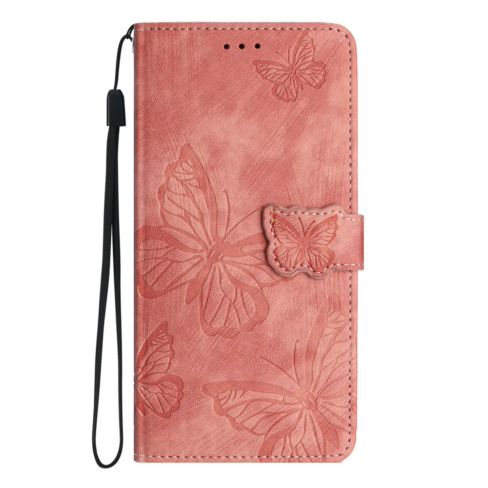 For iPhone 17 Pro Max Case Butterfly Design Flip Wallet Leather Phone Cover Skin-Touch - Pink - Image 7