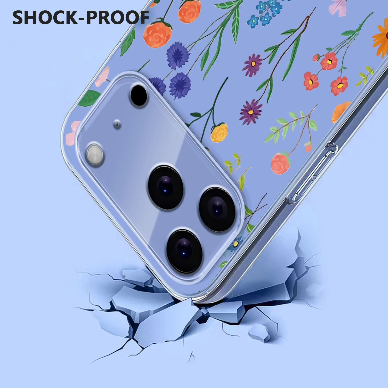 For iPhone 17 Pro Max Case Butterfly Floral Pattern Printing TPU Phone Back Cover - Daisies - Image 3