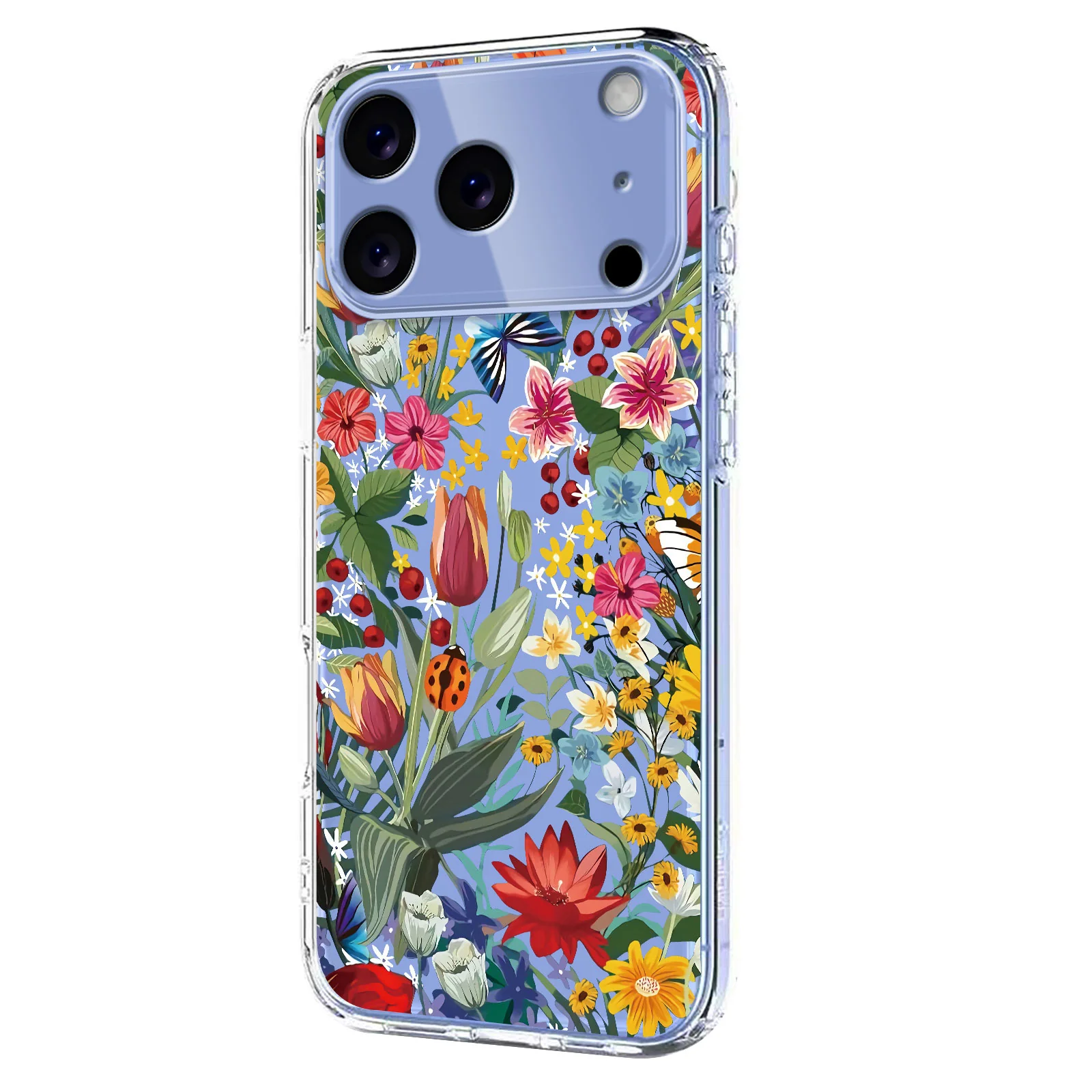 For iPhone 17 Pro Max Case Butterfly Floral Pattern Printing TPU Phone Back Cover - Lilies - Image 2