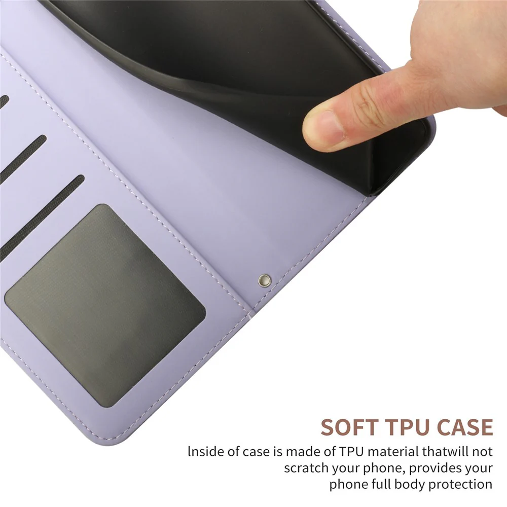 For iPhone 17 Pro Max Case Butterfly Flower Imprinted Leather Phone Cover with Strap - Purple - Image 6