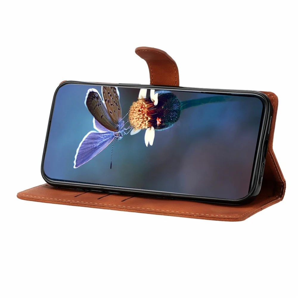For iPhone 17 Pro Max Case Butterfly Flower Pattern Skin-Touch Leather Phone Cover - Brown - Image 3