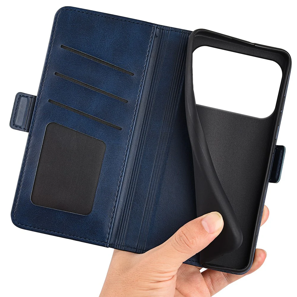 For iPhone 17 Pro Max Case Calf Texture Leather Wallet Phone Cover - Blue - Image 4