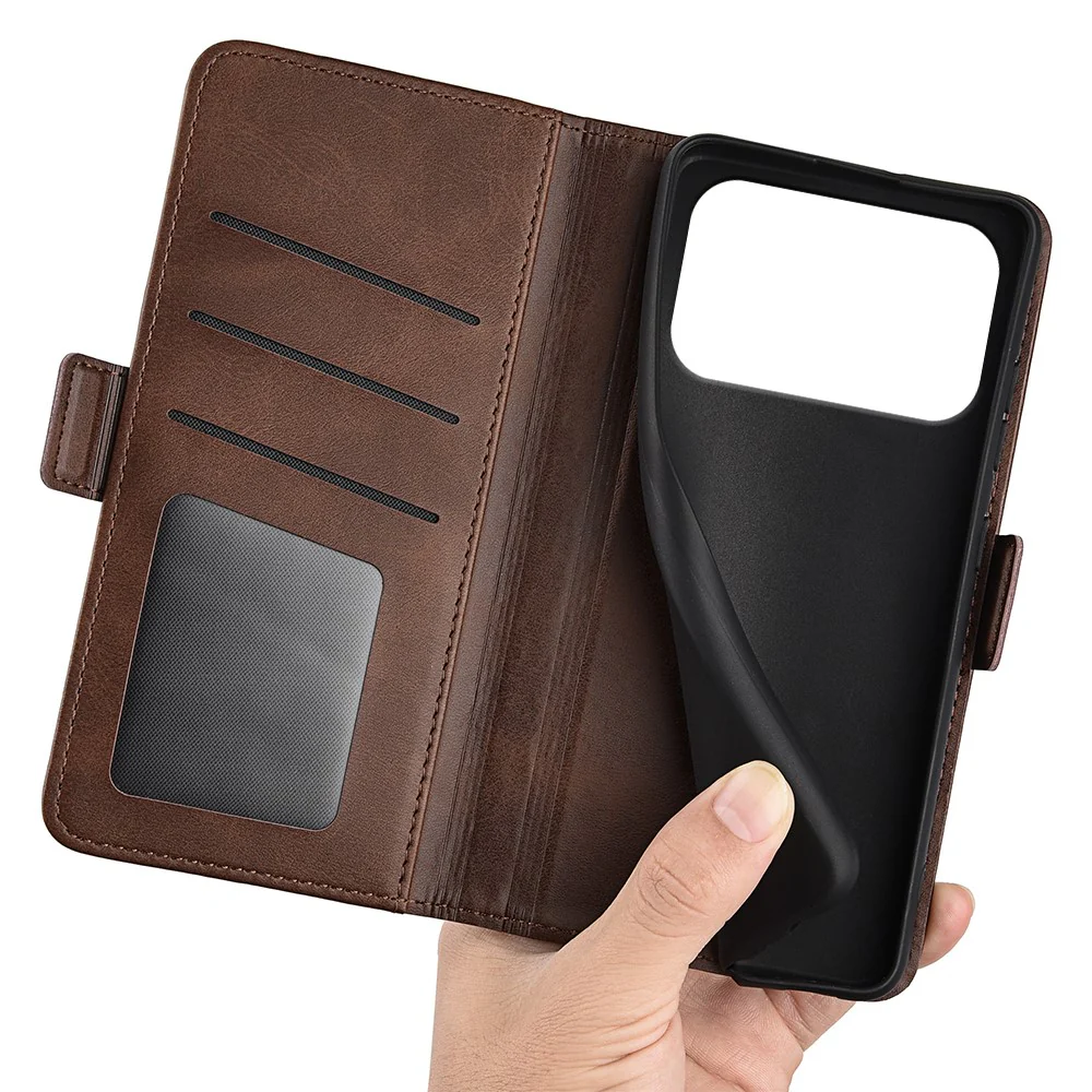 For iPhone 17 Pro Max Case Calf Texture Leather Wallet Phone Cover - Brown - Image 5