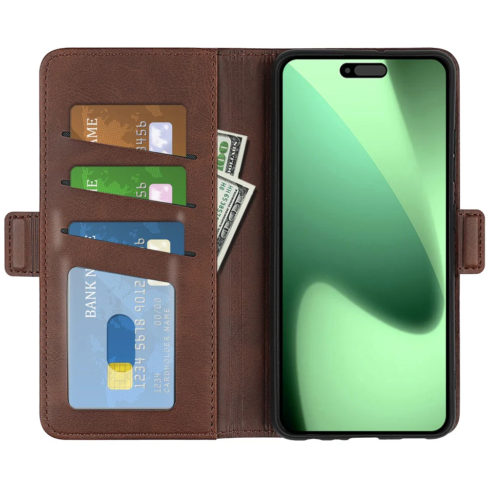 For iPhone 17 Pro Max Case Calf Texture Leather Wallet Phone Cover - Brown - Image 6