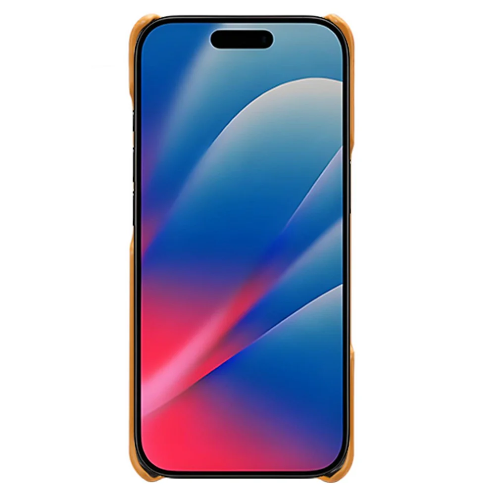 For iPhone 17 Pro Max Case Calf Texture PU Leather Hard PC Protective Phone Cover - Orange - Image 4