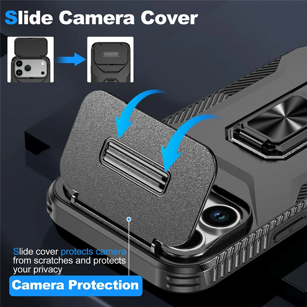 For iPhone 17 Pro Max Case Camshield Kickstand TPU + PC Anti-Slip Phone Cover - Black - Image 8