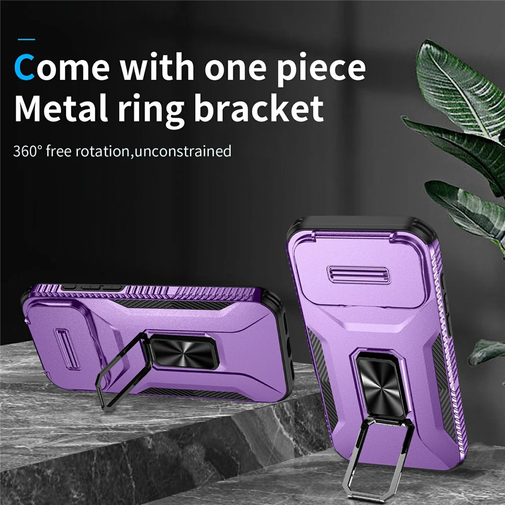 For iPhone 17 Pro Max Case Camshield Kickstand TPU + PC Anti-Slip Phone Cover - Purple - Image 2
