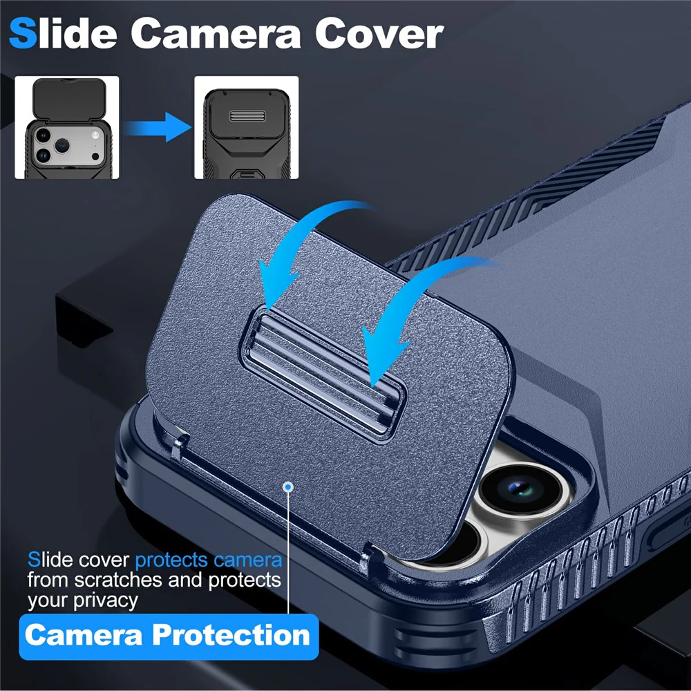 For iPhone 17 Pro Max Case Camshield TPU + PC Phone Cover Non-Slip Side Edge - Blue - Image 3