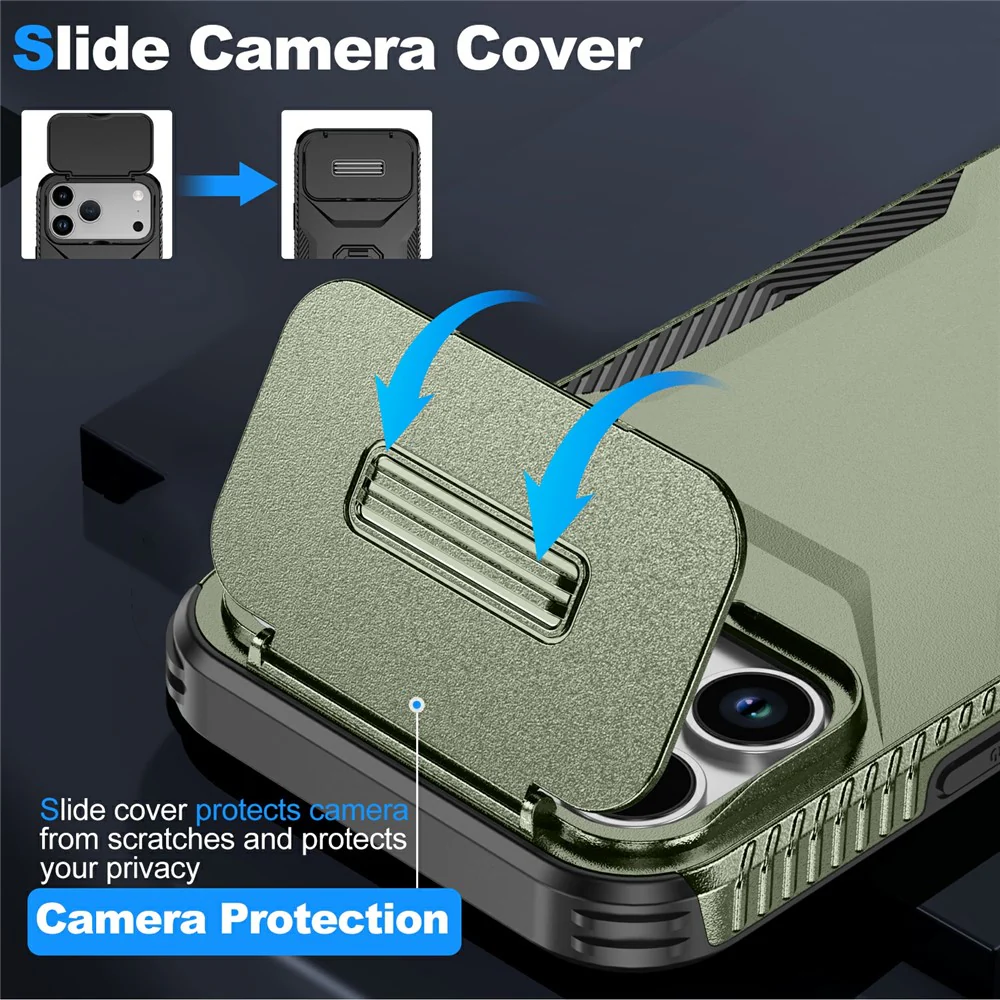 For iPhone 17 Pro Max Case Camshield TPU + PC Phone Cover Non-Slip Side Edge - Green - Image 3